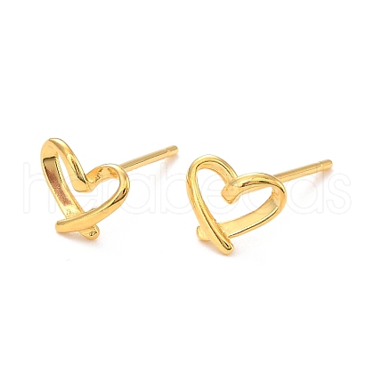 Open Heart 925 Sterling Silver Stud Earrings EJEW-I259-07G-1