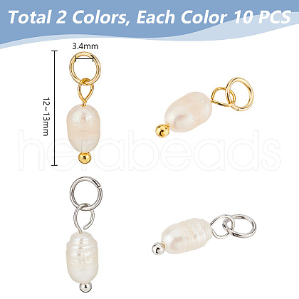 20Pcs 2 Colors Grade A Natural Cultured Freshwater Pearl Rice Charms PALLOY-AB00254-1