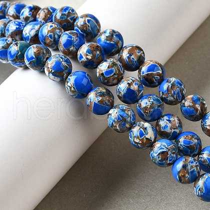 Dyed Natural Magnesite Beads Strands G-L617-D01-8mm-02-1