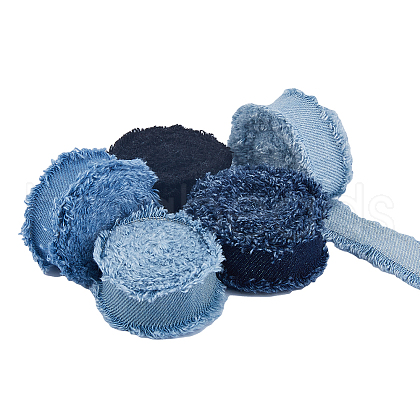 SUPERFINDINGS 5Pcs 5 Colors Denim Fabric Ribbons DIY-FH0007-16-1