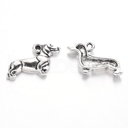 Tibetan Style Alloy Sausage Dog/Dachshund Pendants TIBEP-2547-AS-FF-1