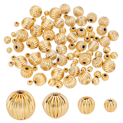   80Pcs 4 Style Brass Groove Bead KK-PH0005-08-1