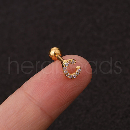 316L Surgical Stainless Steel Micro Pave Clear Cubic Zirconia Cartilage Earrings WG3A850-06-1