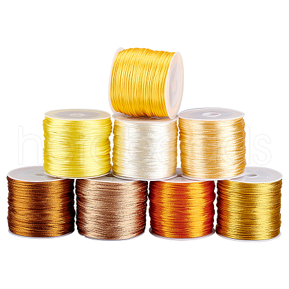   8 rolls 8 colors Nylon Rattail Satin Cord NWIR-PH0002-08B-1