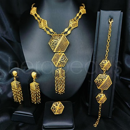 Brass Bracelets & Earrings & Necklaces & Rings Sets FS-WGD70CA-05-1