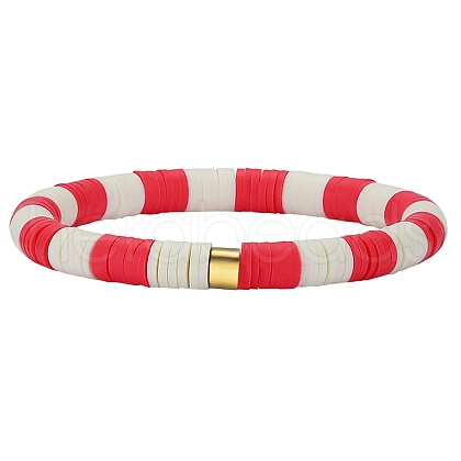 Polymer Clay Heishi Surfer Stretch Bracelet with 304 Stainless Steel Beaded BJEW-SW00114-05-1
