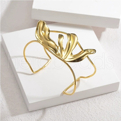 304 Stainless Steel Cuff Bangles for Women BJEW-M082-07G-1