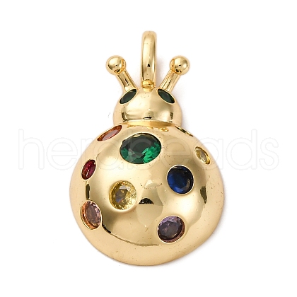 Brass Micro Pave Cubic Zirconia Pendants KK-U076-10G-B-1
