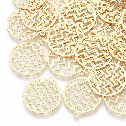 Brass Filigree Pendants X-KK-G378-10G-1