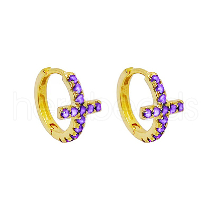 S925 Sterling Silver Cross Hoop Earrings MW6762-3-1