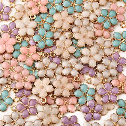Light Gold Plated Alloy Enamel Pendants ENAM-R136-17-1