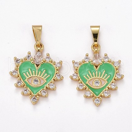Brass Clear Cubic Zirconia Pendants ZIRC-J025-67G-05-1