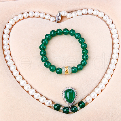 Mother's Day Jewellery Natural Freshwater Pearl Chrysoprase Beaded Necklace & Bracelets Sets for Women WGE4EAE-29-1