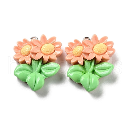 Spring Theme Opaque Resin Pendants X-RESI-R444-04F-1