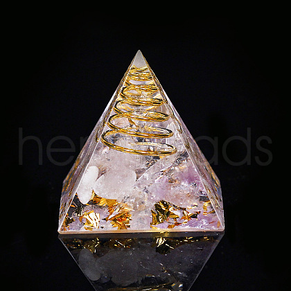 Orgonite Pyramid Resin Display Decorations G-PW0005-05O-1