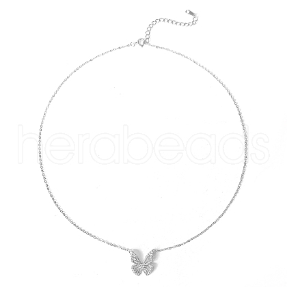 Elegant Delicate Sparkling Butterfly 925 Sterling Silver Cubic Zirconia Pendant Necklaces HO2662-2-1