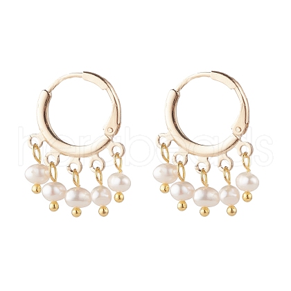 Natural Pearl Dangle Hoop Earrings EJEW-JE04791-1