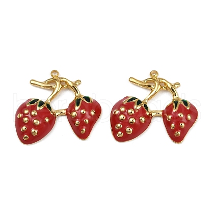 Strawberry 304 Stainless Steel Enamel Pendants STAS-L290-21E-G-1