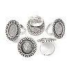Vintage Adjustable Iron Flower Finger Ring Components Alloy Cabochon Bezel Settings PALLOY-O036-21AS-5