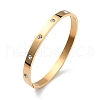 Ion Plating(IP) Clear Cubic Zirconia Classic Simple Plain Open Clasp Bangle BJEW-B055-02G-01-2