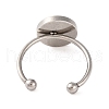 Non-Tarnish 304 Stainless Steel Open Cuff Ring Components X-STAS-S134-01P-04-3