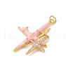 Rack Plating Brass Micro Pave Clear Cubic Zirconia and Enamel Pendants KK-S366-08G-2