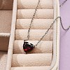 304 Stainless Steel Dark Red Cubic Zirconia Heart Pendant Necklaces for Women NJEW-Z064-04P-3