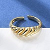 Rack Plating Brass Croissant Open Cuff Ring for Women RJEW-D076-02G-5