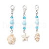3Pcs Ocean Theme Synthetic Turquoise Charm & Glass Beads Pendant Decorations HJEW-JM03155-2