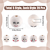 Gorgecraft 100Pcs 5 Styles Printed Wood European Beads WOOD-GF0002-23-2