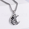Retro Stainless Steel Punk Skull Moon Crescent Pendant Necklaces for Men SD1612-2-1