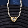 304 Stainless Steel Clear Cubic Zirconia Heart Pendant Necklaces for Women NJEW-Z044-15G-02-2