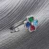Brass Micro Pave Cubic Zirconia Rotating Cuff Rings for Women RJEW-M099-01P-1