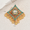 Bohemian Style Rhombus with Butterfly Alloy Plastic Pearl Brooches for Backpack Clothes TA3973-2