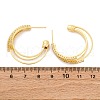 Triple C-Shaped Brass Micro Pave Clear Cubic Zirconia Stud Earrings EJEW-R025-29G-5