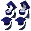 SUNNYCLUE 4Pcs Doctoral Hat Shaped Velvet Jewelry Ring Storage Boxes CON-SC0001-18B-1