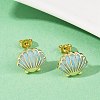 Brass Enamel Stud Earrings EJEW-R032-07G-02-2