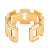 PVD Vacuum Plating 304 Stainless Steel Rectangle Link Chain Open Cuff Rings for Women RJEW-G316-14G-3