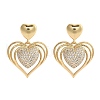 Brass Micro Pave Clear Cubic Zirconia Dangle Stud Earrings for Women EJEW-F352-05G-03-2