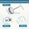 SOFPLATE 100Pcs Flat Round Stainless Steel Stud Earring Settings STAS-SP0001-61A-P-2