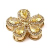 Brass Pave Cubic Zirconia 5-Petal Flower Multi-Strand Links KK-I276-30G-01-2