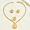 Elegant Stainless Steel Hollow Oval Earrings & Necklaces & Rings Set for Women GE9857-5