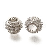 Rack Plating Brass Micro Pave Clear Cubic Zirconia European Beads KK-H508-13P-1