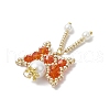 Glass Seed Beaded Butterfly Pendants PALLOY-MZ00649-02-4