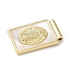 Brass Pave Natural White Shell Religion Rectangle Pendants KK-Q068-32G-2