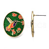 Enamel Hummingbird and Flower Stud Earrings EJEW-N046-019-3