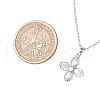 Flower Brass Pave Clear Cubic Zirconia Pendant Necklaces NJEW-JN05287-3
