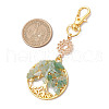 Natural Green Aventurine Chips Beads & Alloy Tree of Life Pendant Decorations HJEW-JM03129-04-3