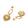 PVD Vacuum Plating 304 Stainless Steel Ring with Heart Dangle Stud Earrings EJEW-P219-01G-2