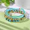 5Pcs 5 Style Synthetic Turquoise(Dyed) & Hematite & Glass Sead Beads Stretch Bracelets Set BJEW-JB07670-03-2